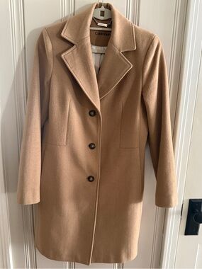 Calvin Klein Camel Wool Cashmere Blend Single Breasted Coat Estimated Size 6/8